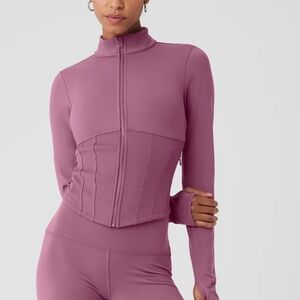 *SOLD* Alo Airbrush Corset Full Zip Jacket NWT Soft Mulberry Size M